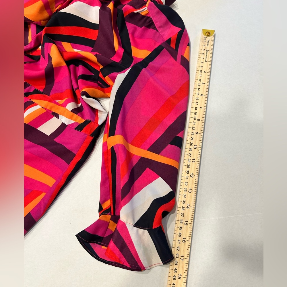 Trina Turk Nat Drawstring Shirt Dress Pink Geometric‎ Print Size XS - Picture 12 of 16